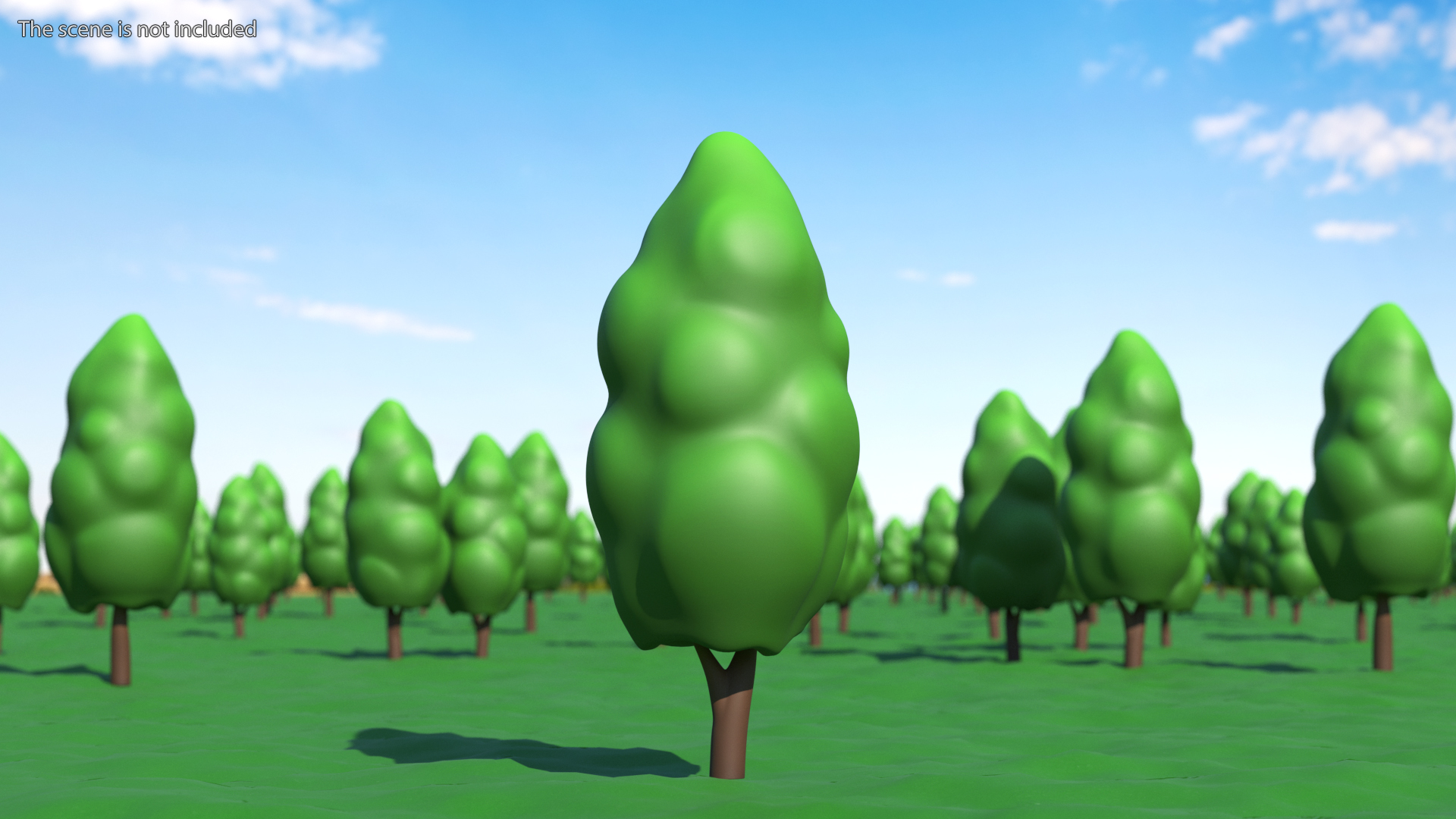 3D model Cartoon Poplar Tree Simple Coloring