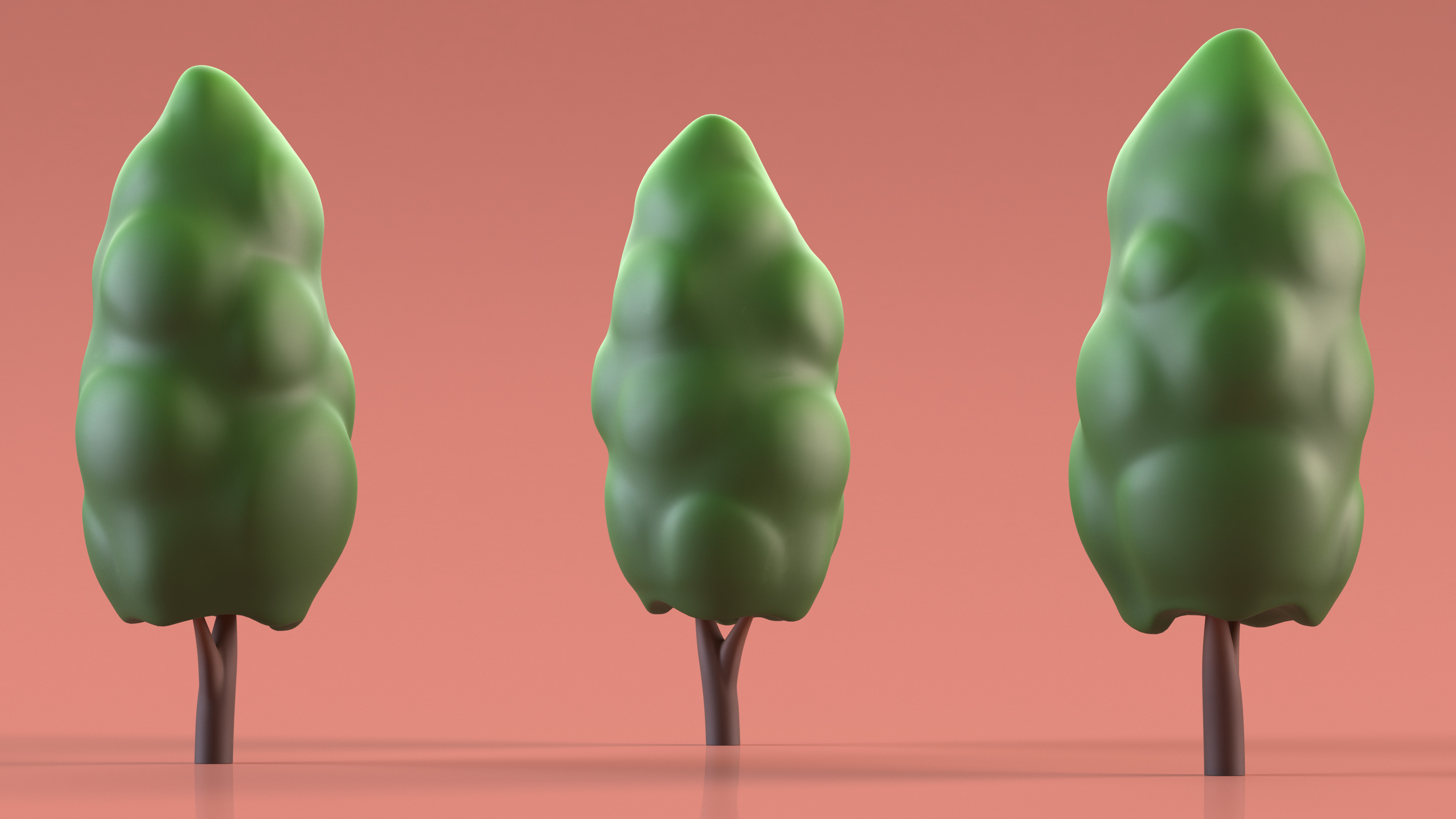 3D model Cartoon Poplar Tree Simple Coloring