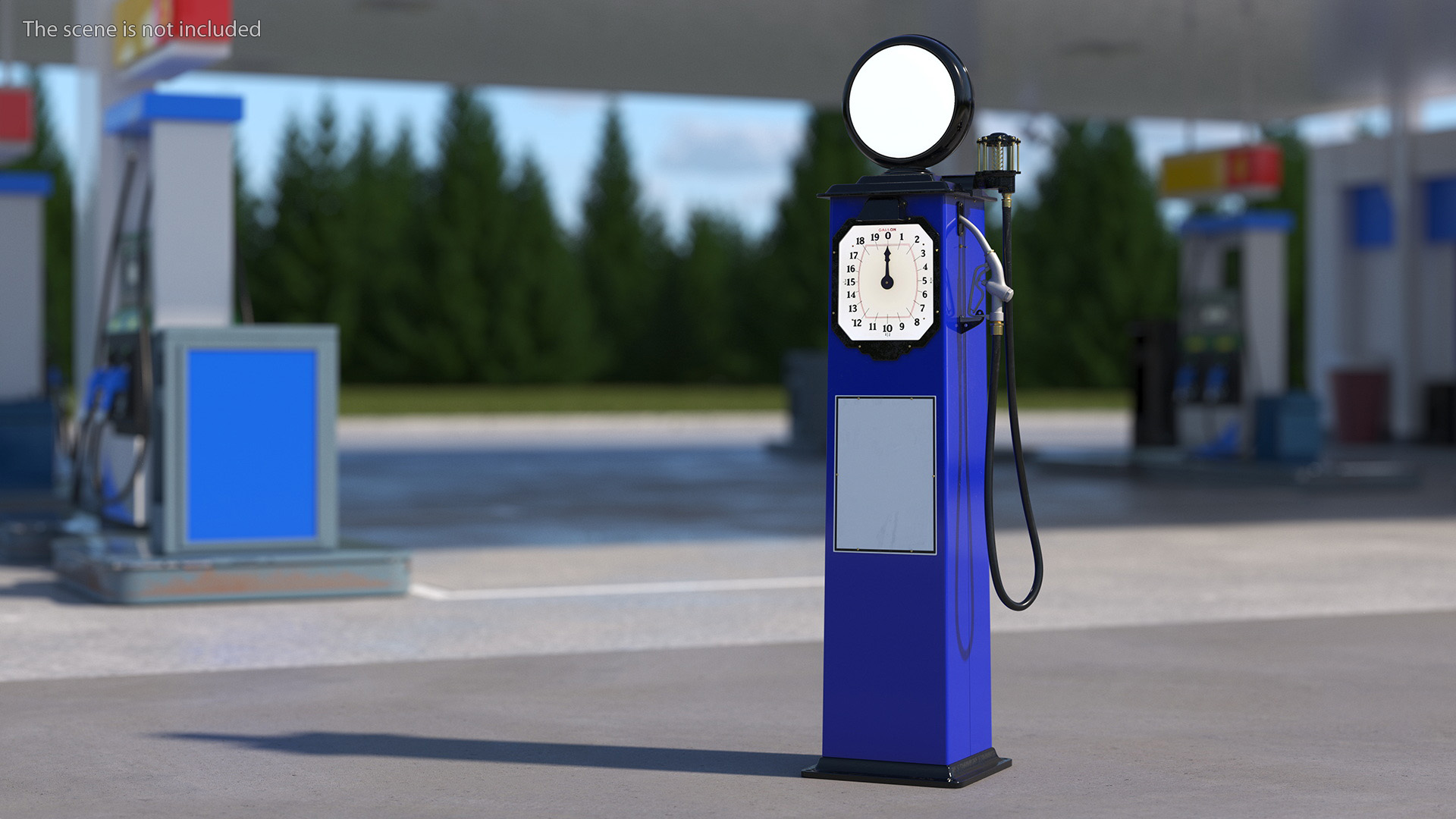 Clock Face Gasoline Pump Blue 3D model