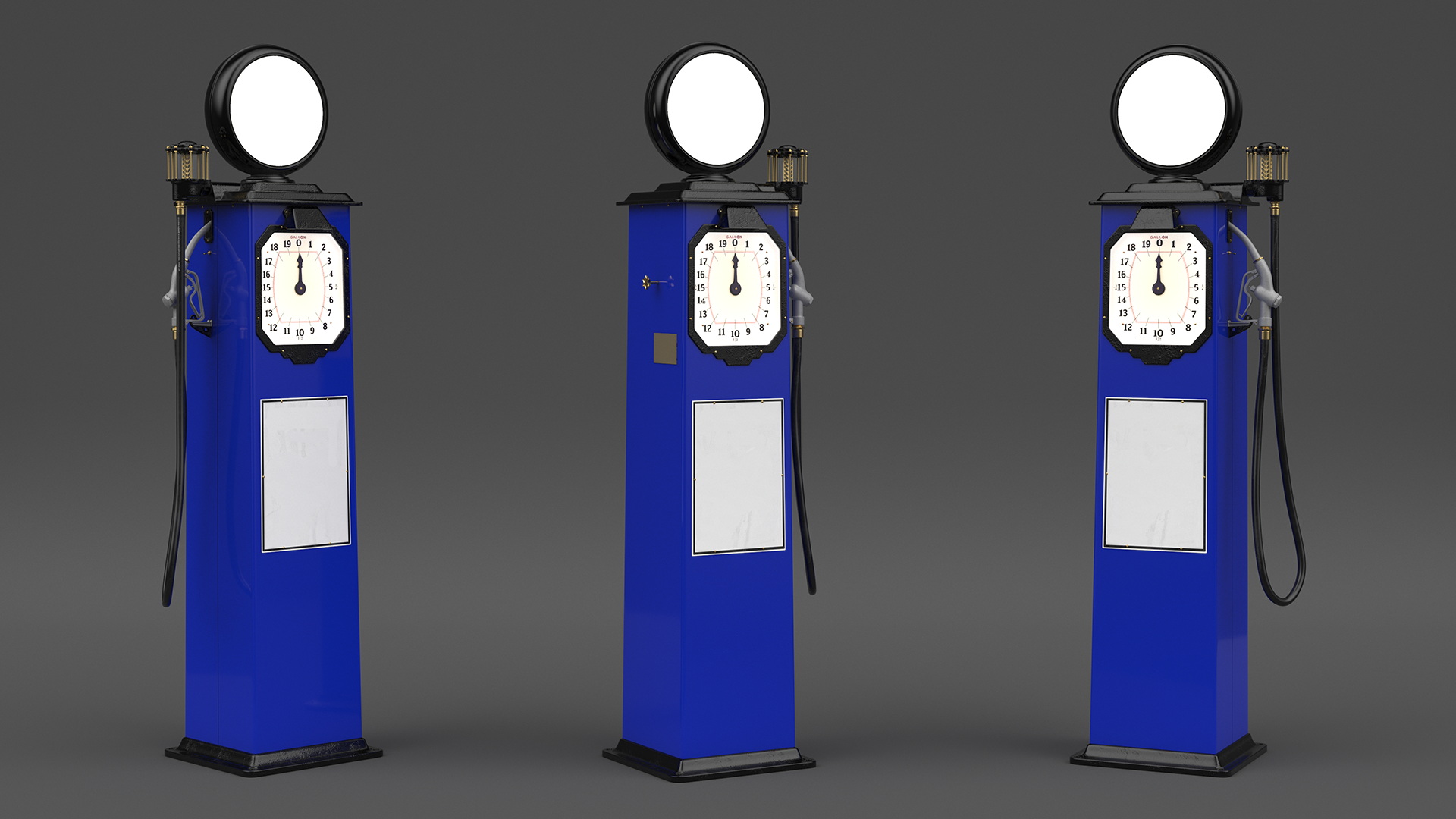 Clock Face Gasoline Pump Blue 3D model