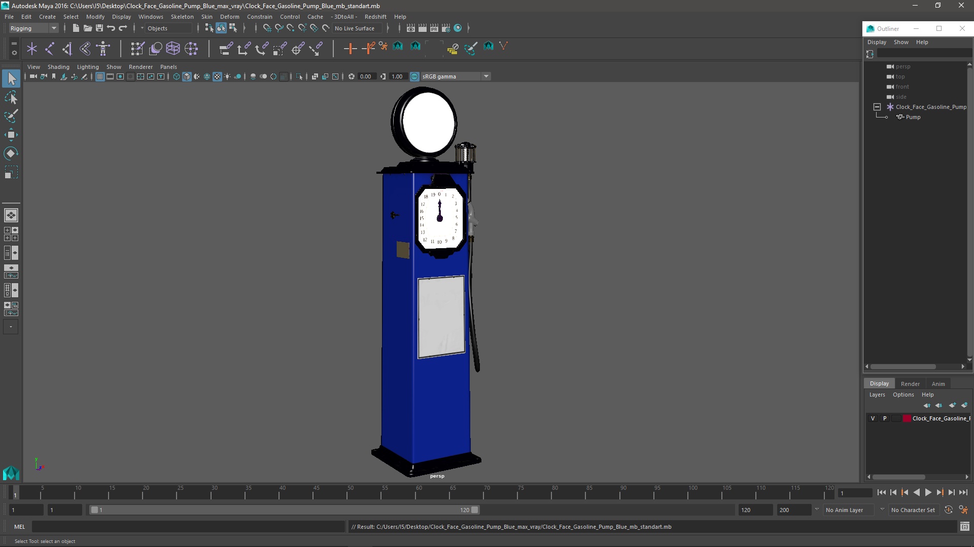 Clock Face Gasoline Pump Blue 3D model