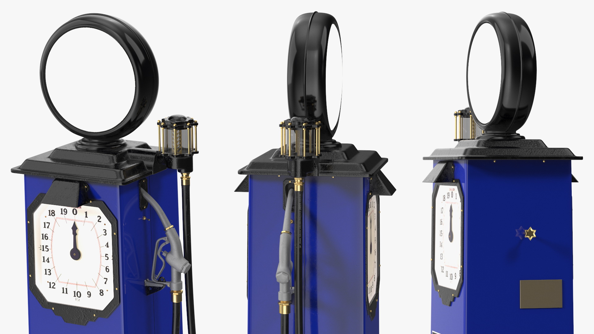 Clock Face Gasoline Pump Blue 3D model