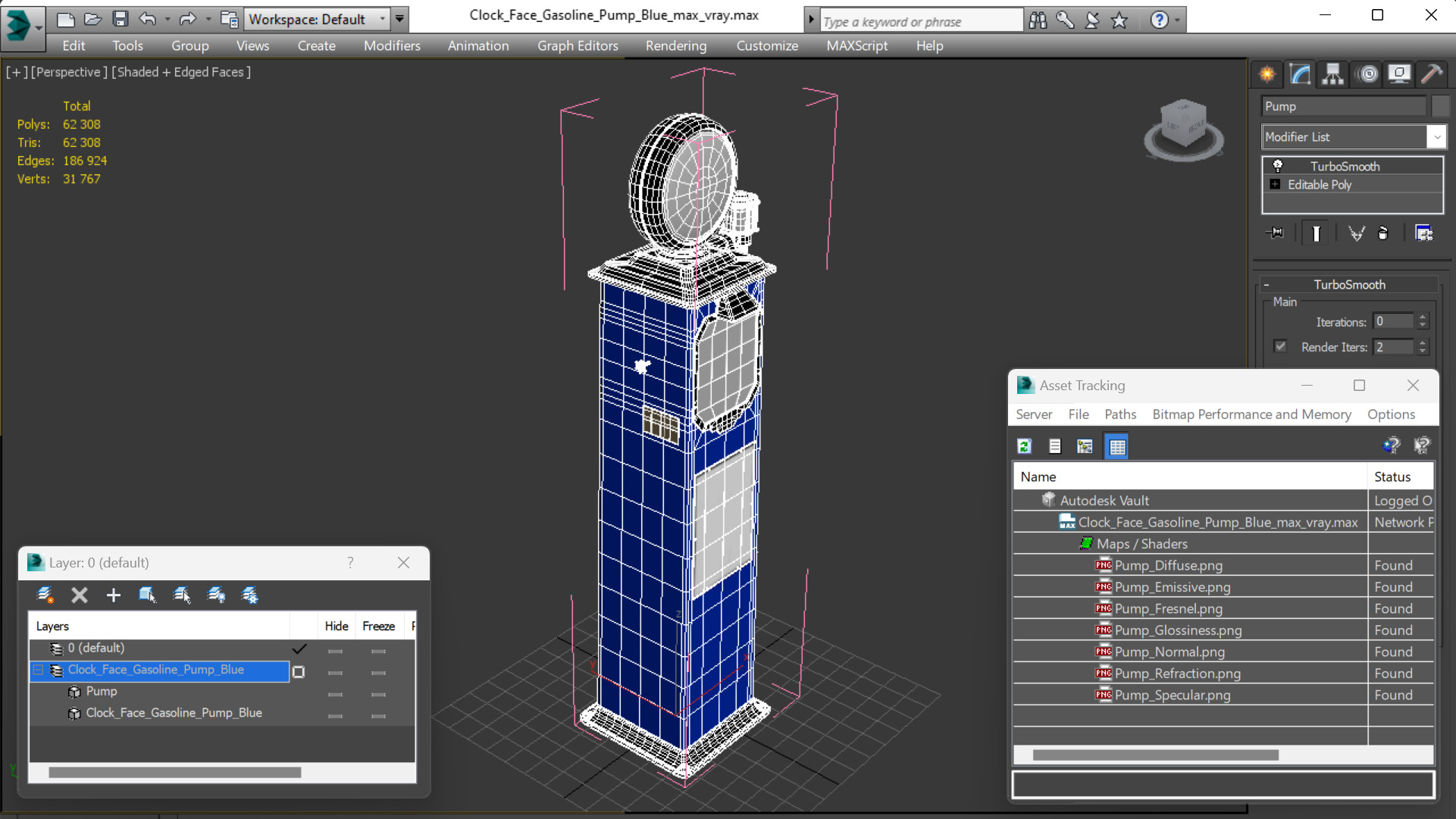 Clock Face Gasoline Pump Blue 3D model