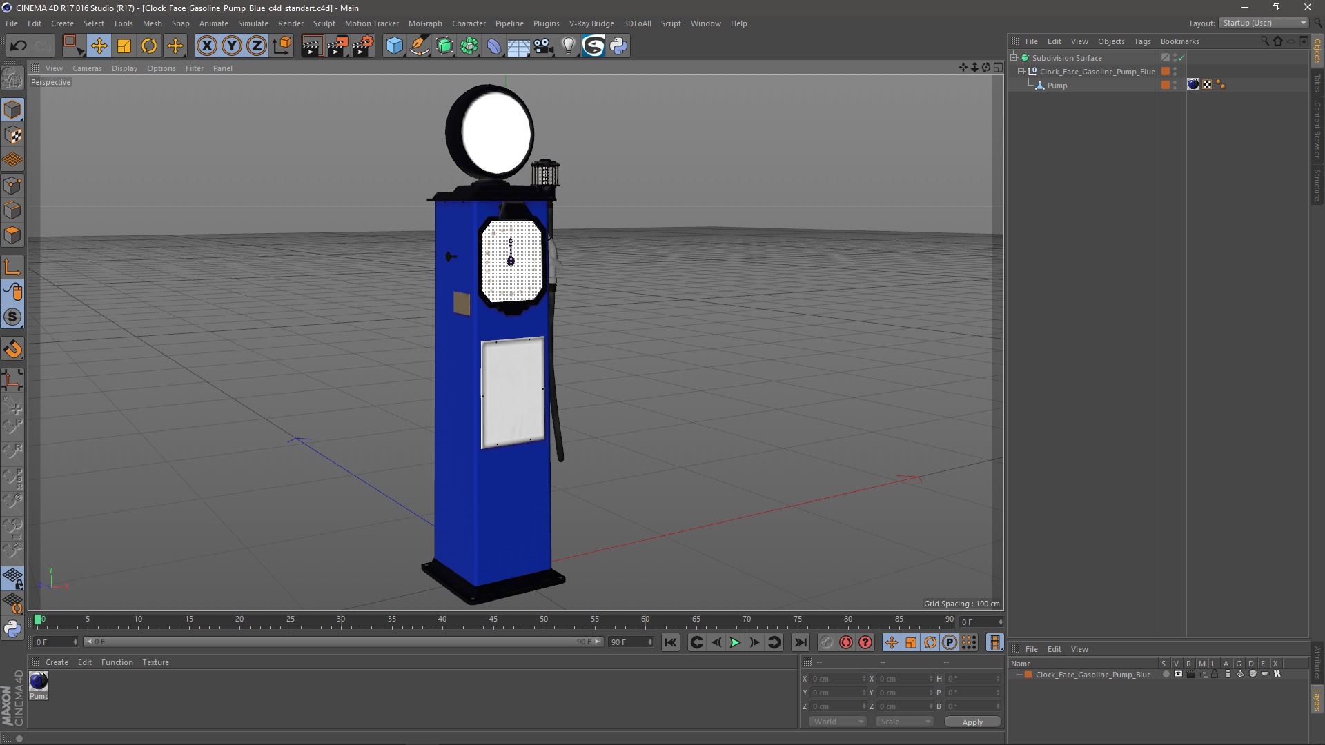Clock Face Gasoline Pump Blue 3D model