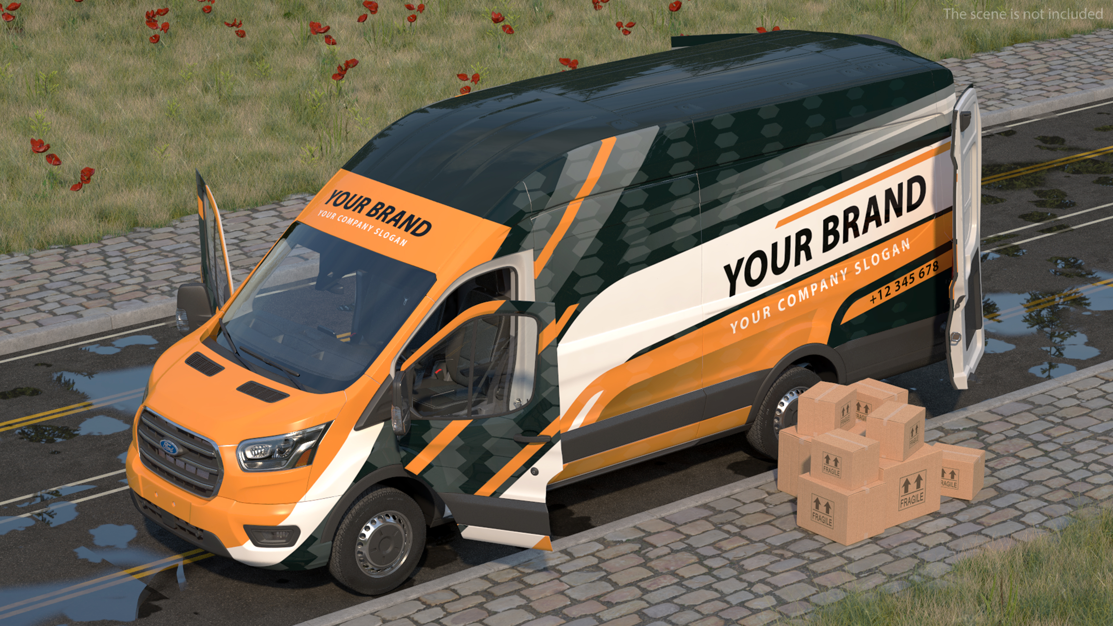 3D Ford Transit Cargo 2020 Your Brand Rigged
