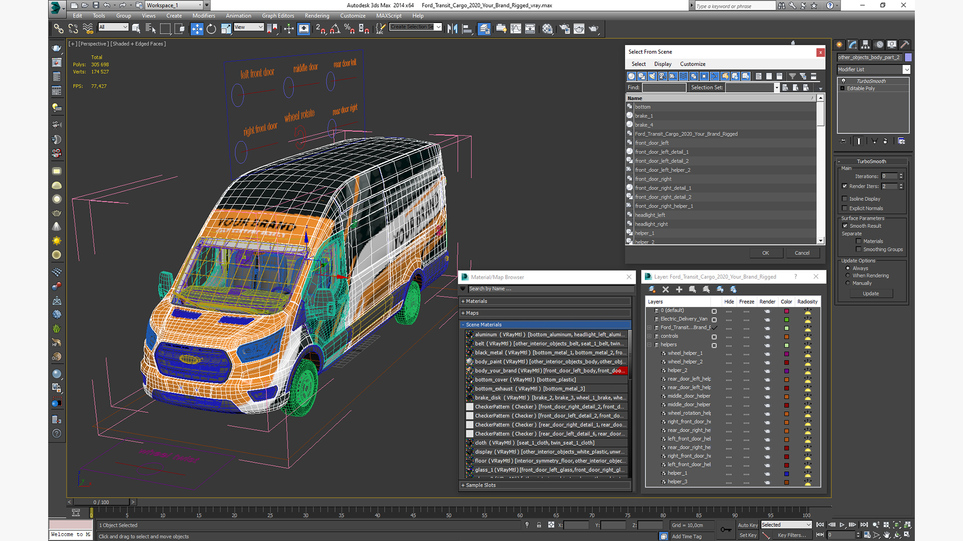 3D Ford Transit Cargo 2020 Your Brand Rigged