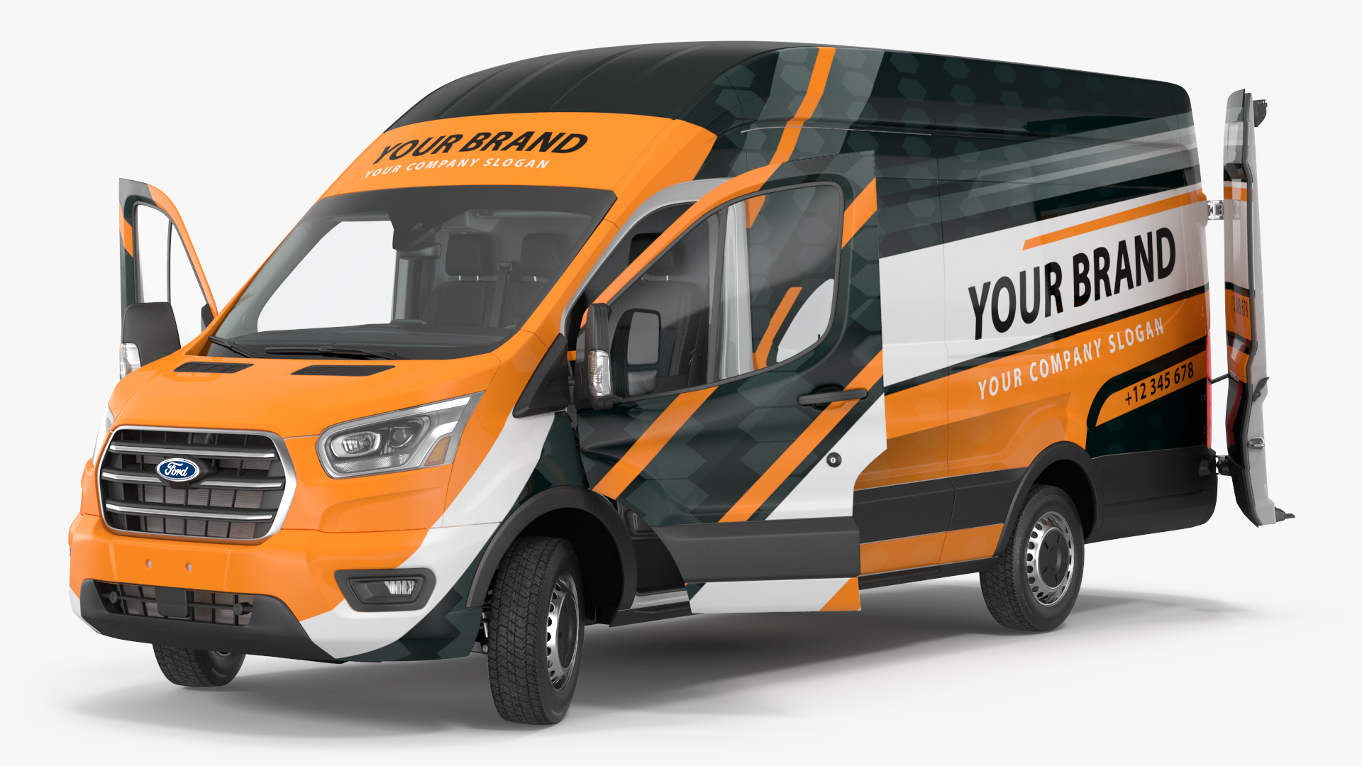 3D Ford Transit Cargo 2020 Your Brand Rigged
