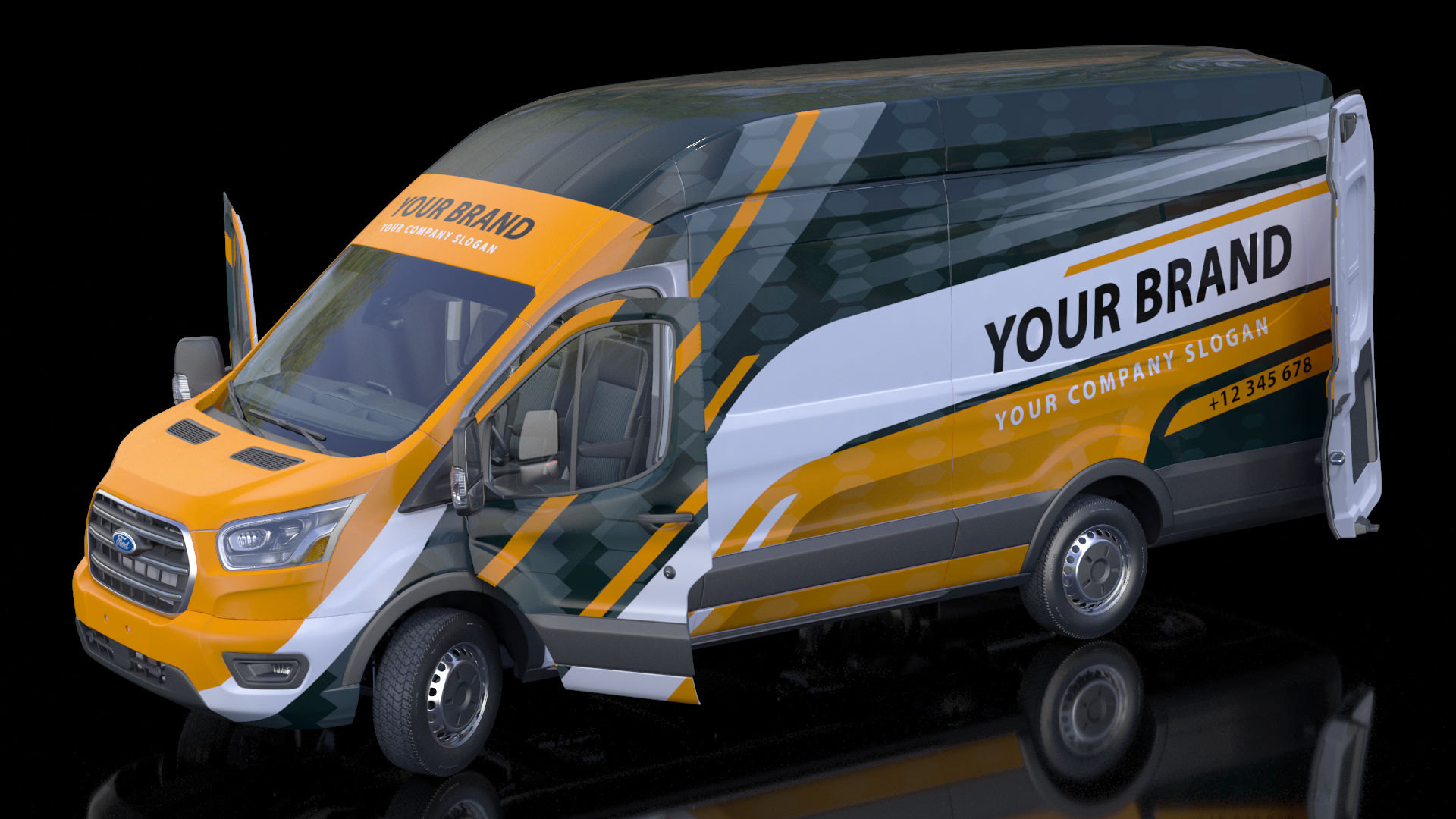 3D Ford Transit Cargo 2020 Your Brand Rigged