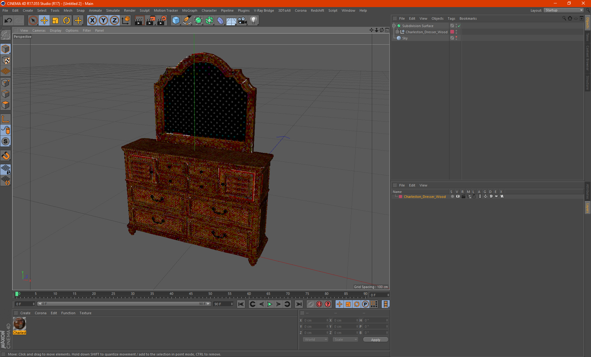 3D Charleston Dresser Wood model