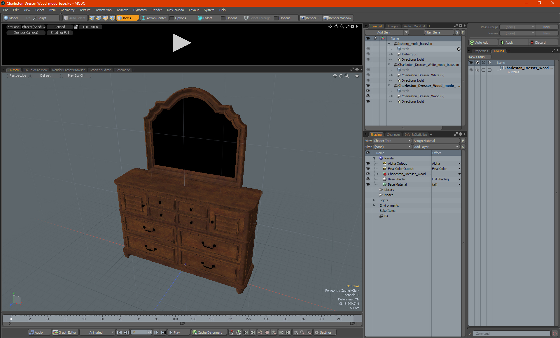 3D Charleston Dresser Wood model