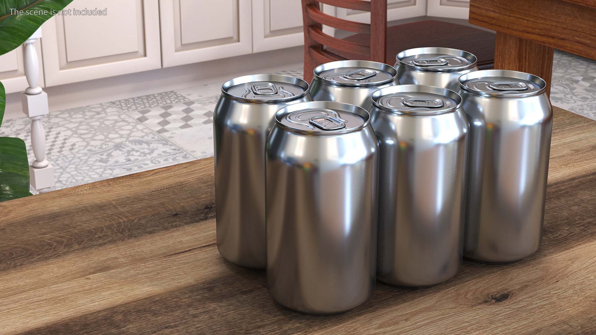 Aluminium Can 330ml Black Pack of 6 Psc 3D model