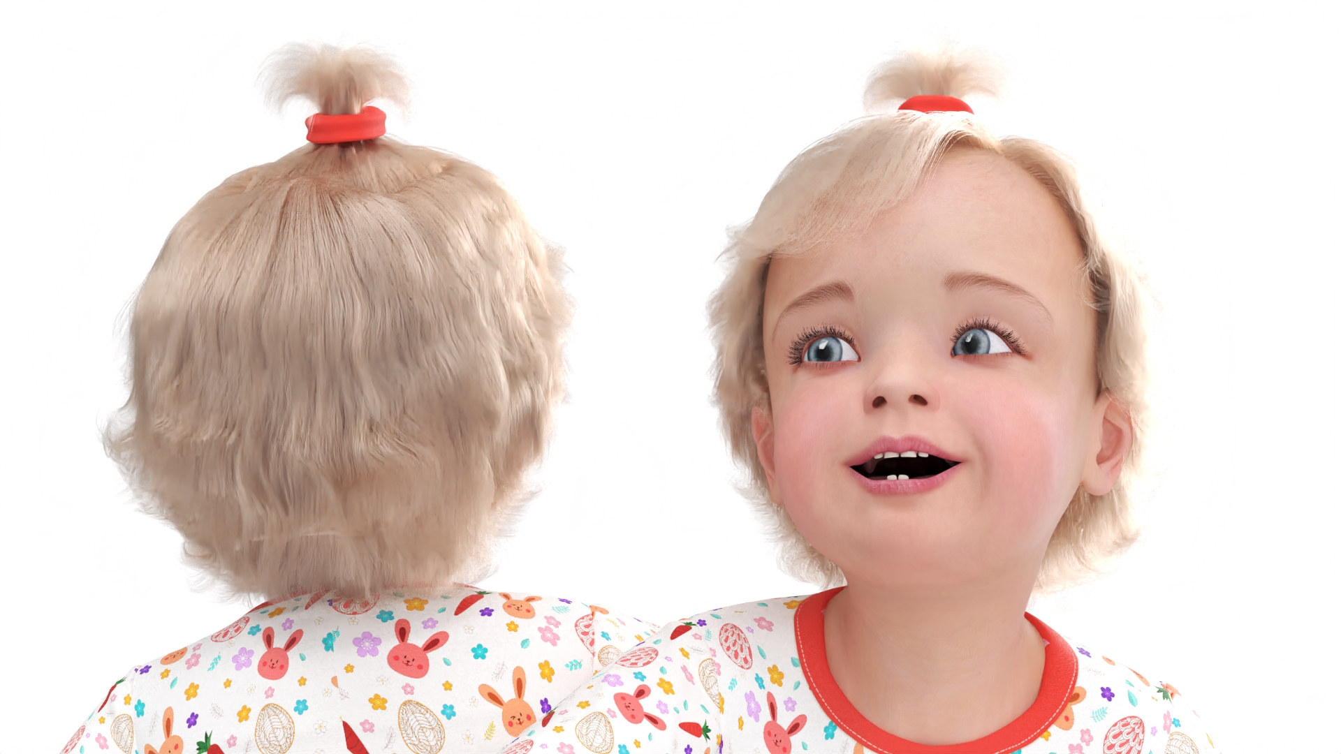3D Baby Girl Wearing Full Bodysuit Sitting Fur model