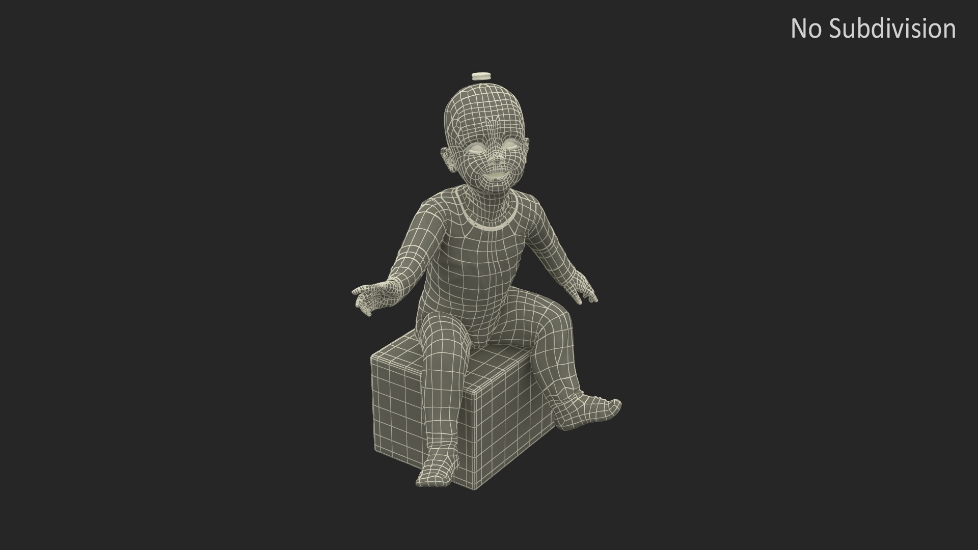 3D Baby Girl Wearing Full Bodysuit Sitting Fur model