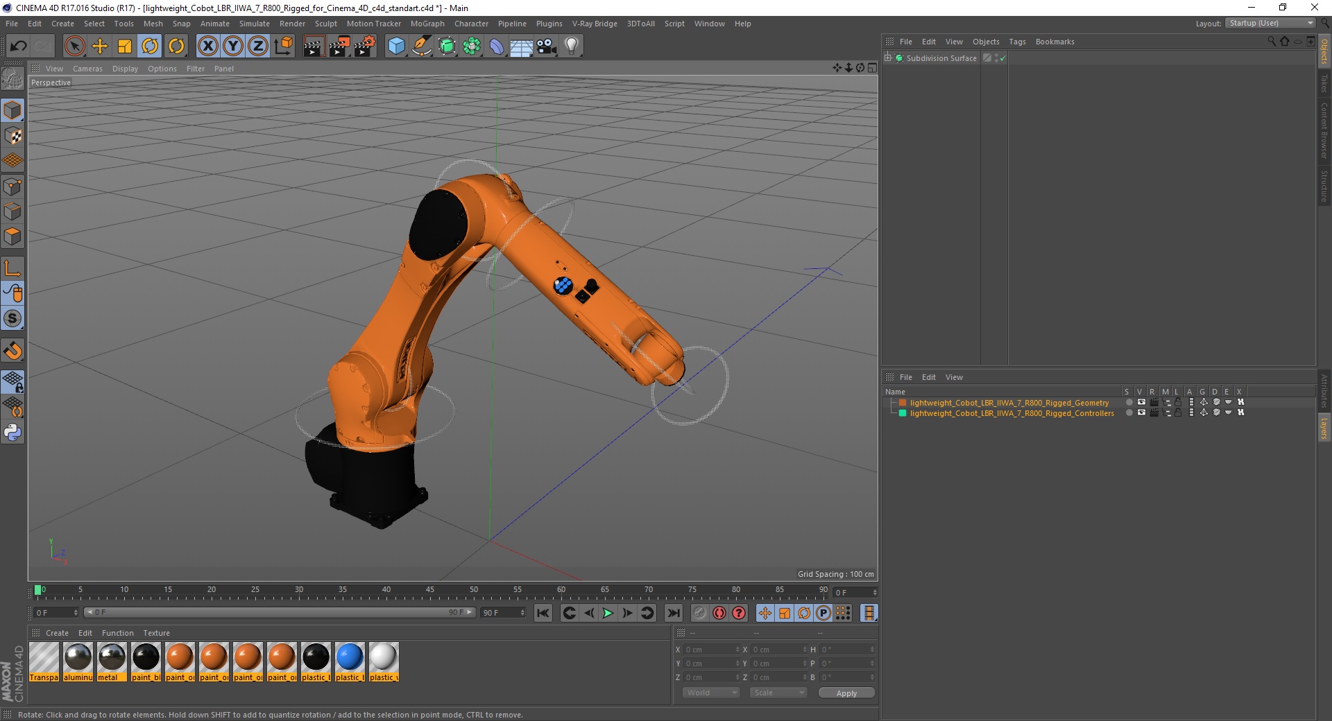 Lightweight Cobot LBR IIWA 7 R800 Rigged for Cinema 4D 3D model