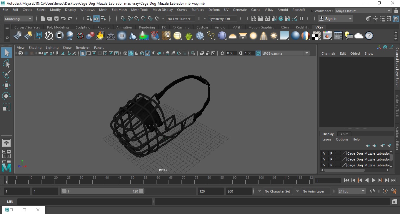 Cage Dog Muzzle Labrador 3D model