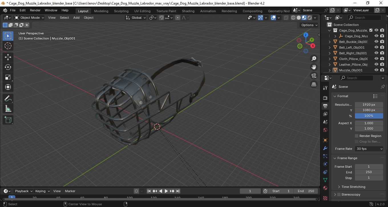 Cage Dog Muzzle Labrador 3D model
