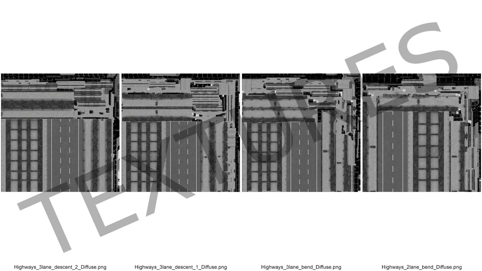 Connectable Highway Road Elements Entrance Curved 3D model