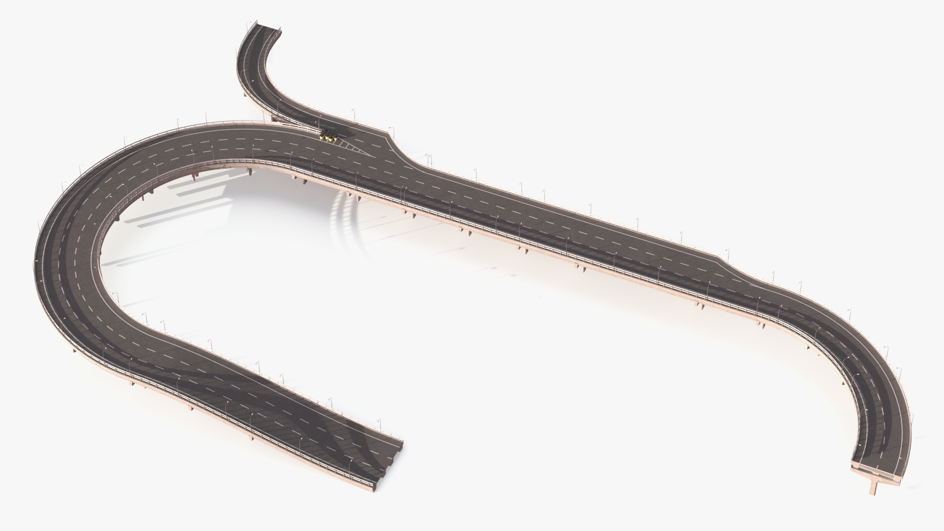 Connectable Highway Road Elements Entrance Curved 3D model