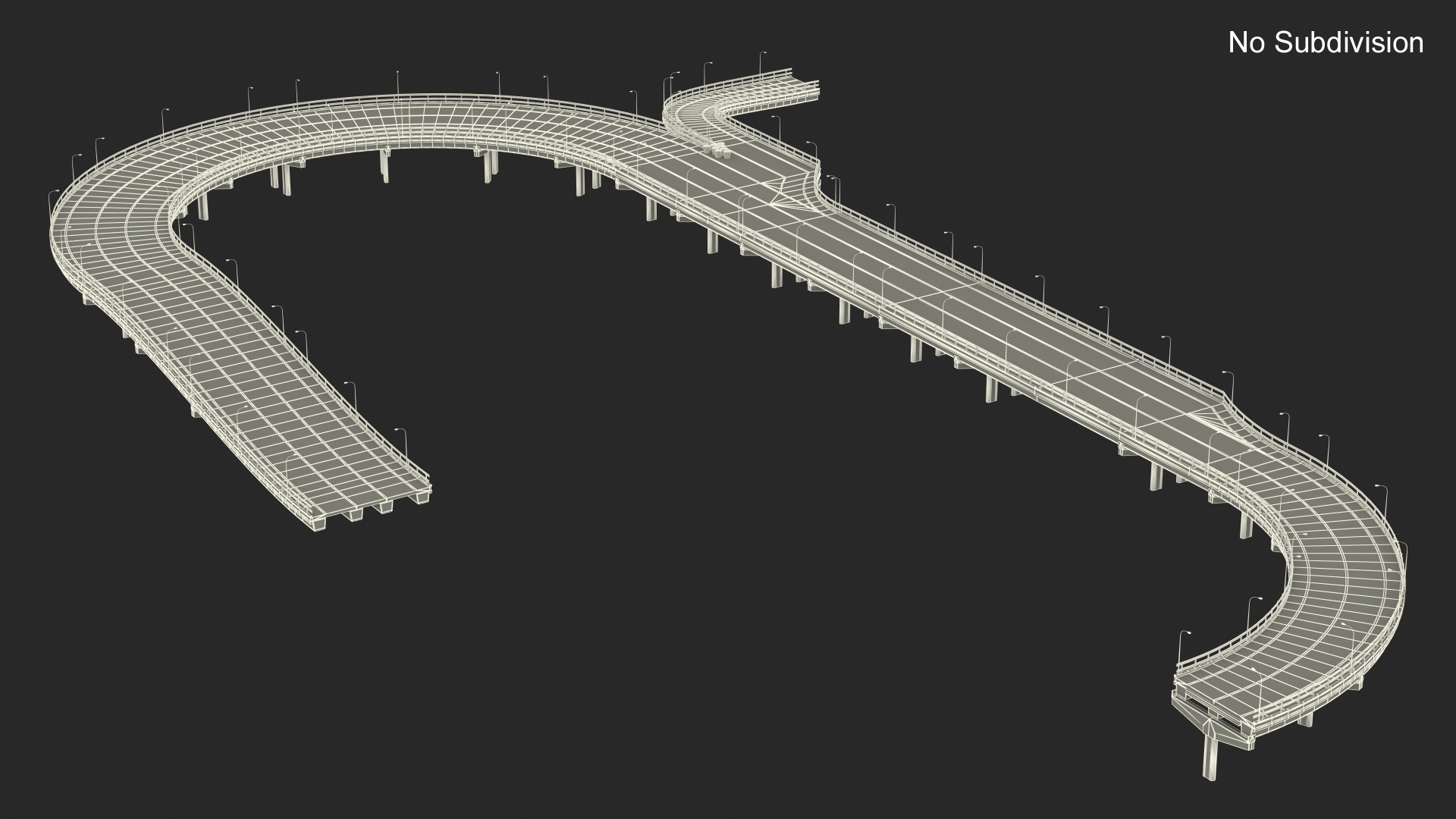 Connectable Highway Road Elements Entrance Curved 3D model