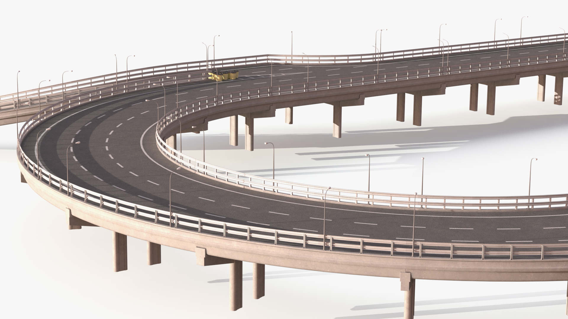 Connectable Highway Road Elements Entrance Curved 3D model