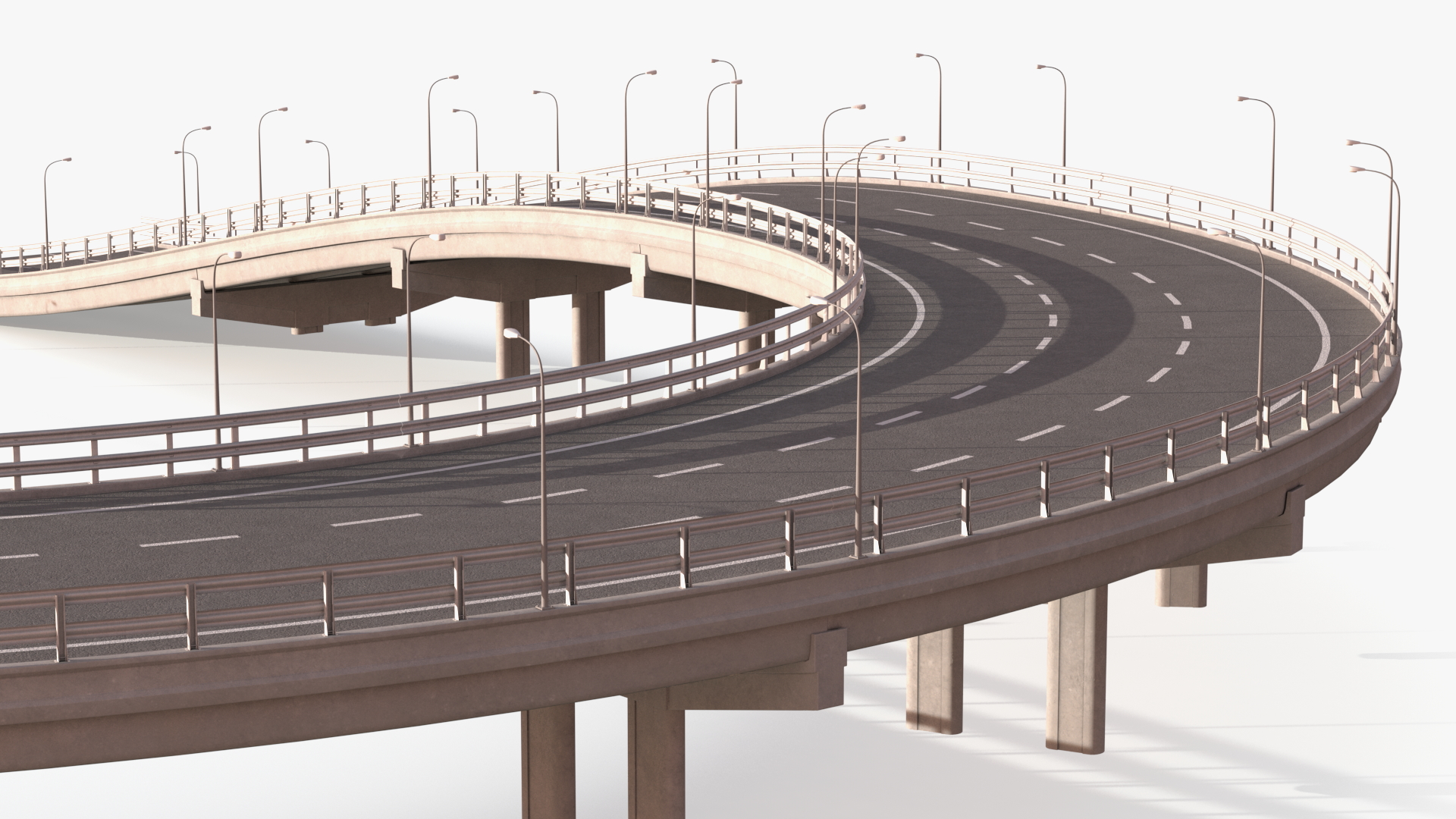 Connectable Highway Road Elements Entrance Curved 3D model