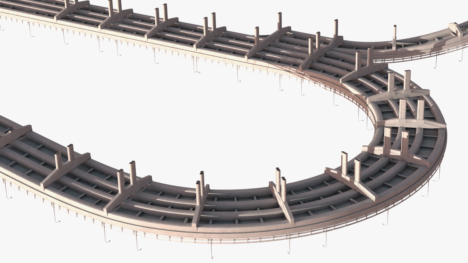 Connectable Highway Road Elements Entrance Curved 3D model