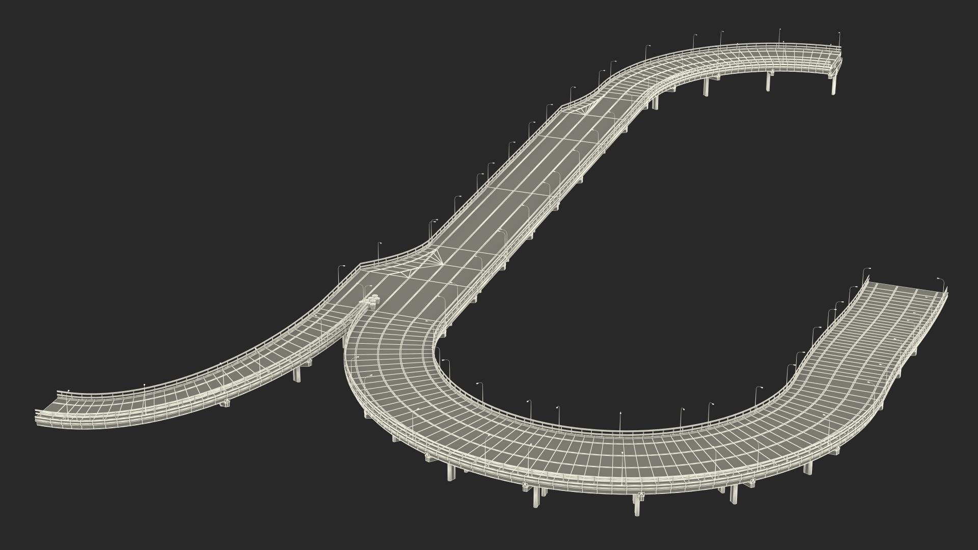 Connectable Highway Road Elements Entrance Curved 3D model