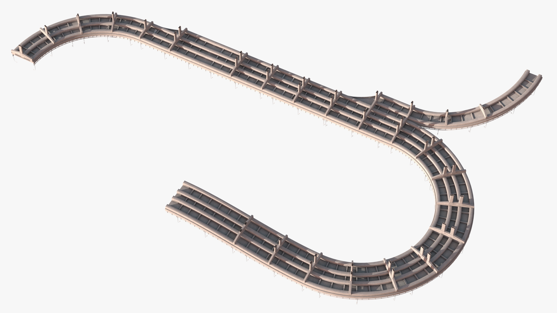 Connectable Highway Road Elements Entrance Curved 3D model