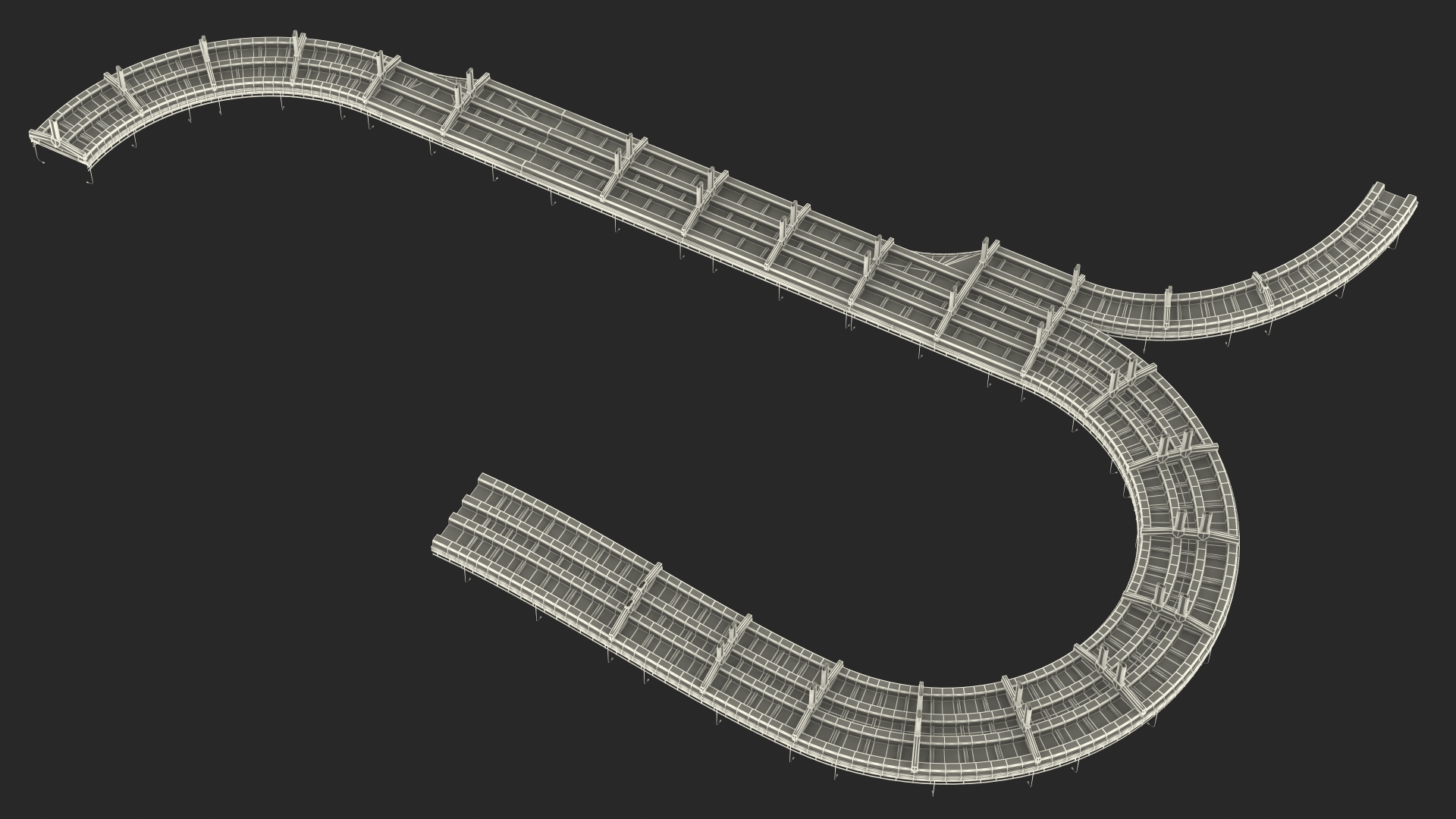 Connectable Highway Road Elements Entrance Curved 3D model
