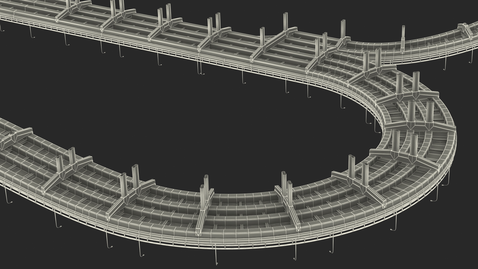 Connectable Highway Road Elements Entrance Curved 3D model