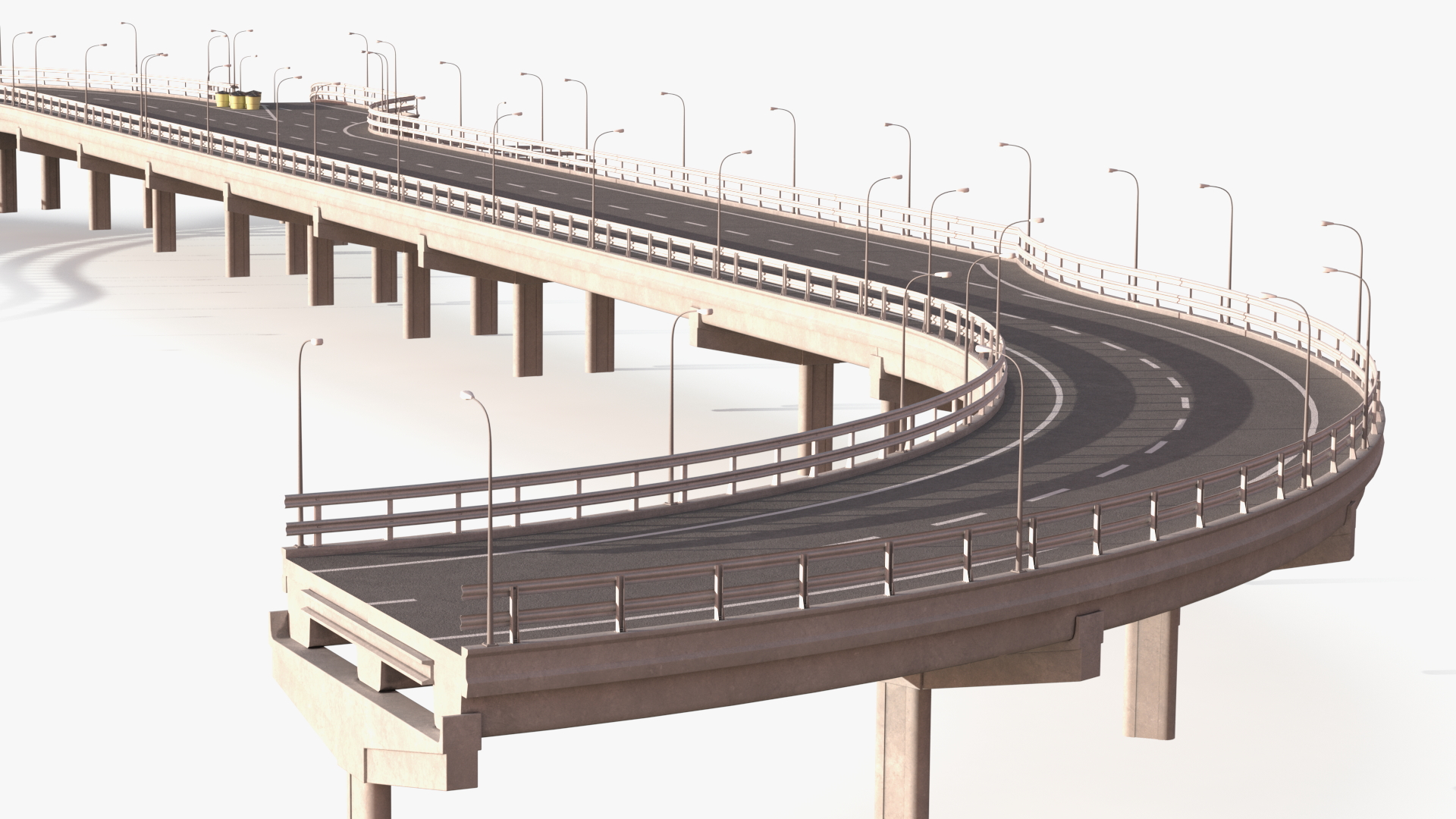 Connectable Highway Road Elements Entrance Curved 3D model