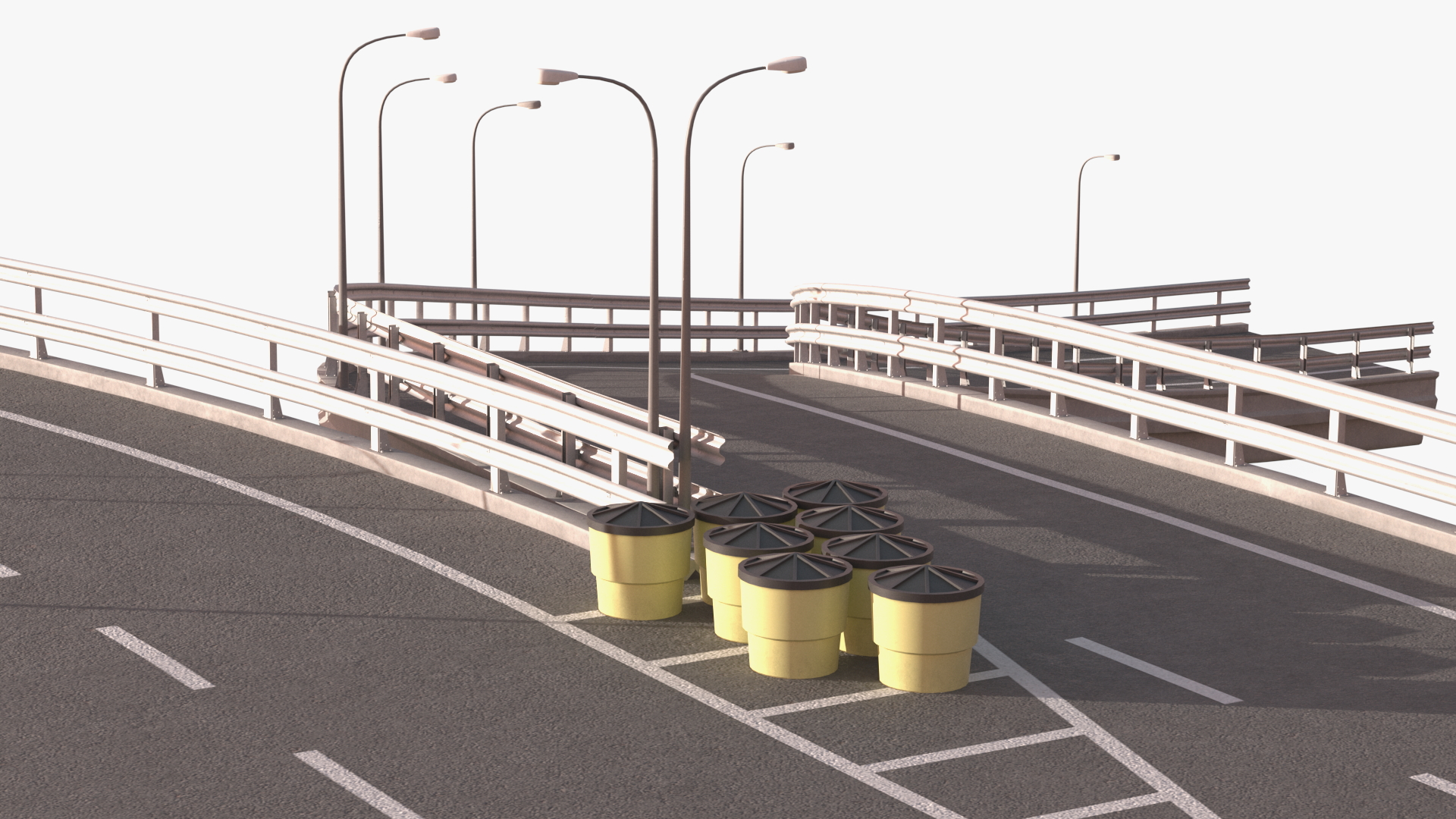 Connectable Highway Road Elements Entrance Curved 3D model