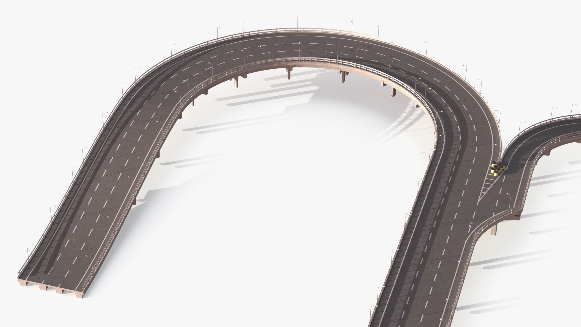 Connectable Highway Road Elements Entrance Curved 3D model