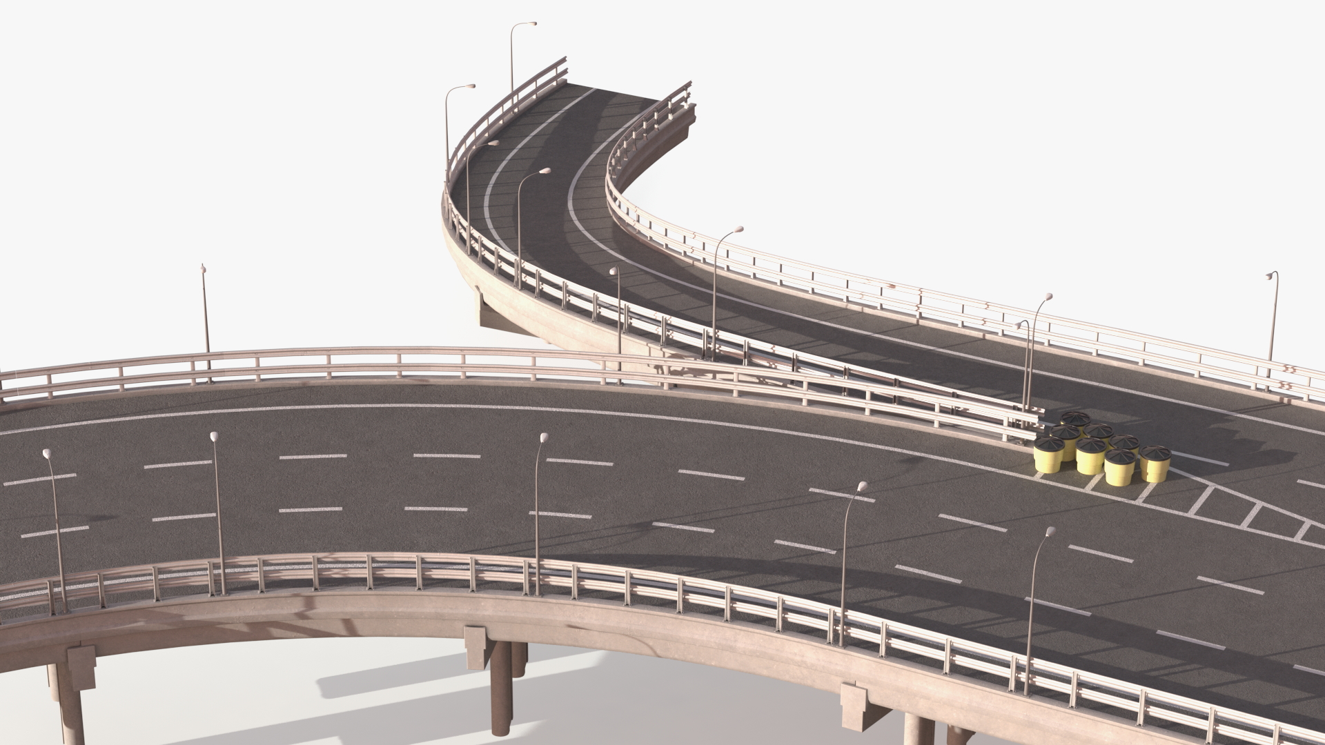 Connectable Highway Road Elements Entrance Curved 3D model