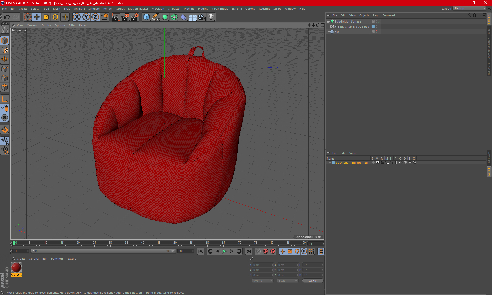 Sack Chair Big Joe Red 3D