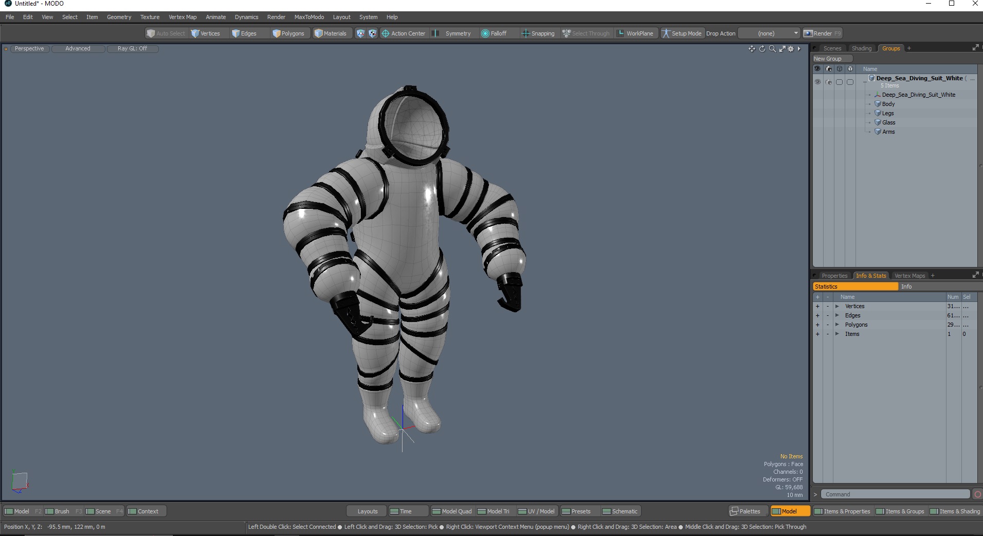3D Deep Sea Diving Suit White