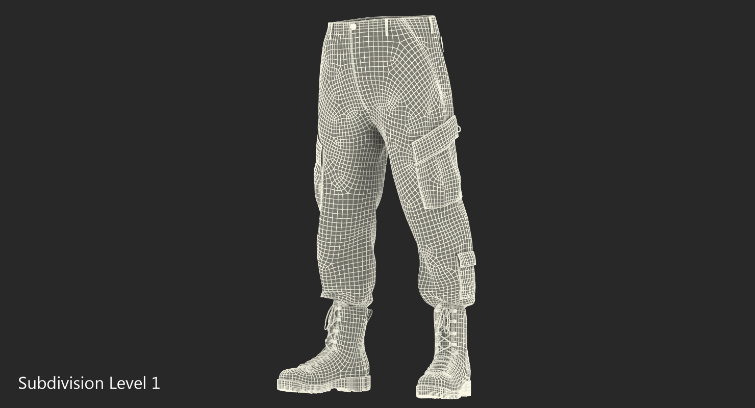 3D model Army ACU Pants with Boots
