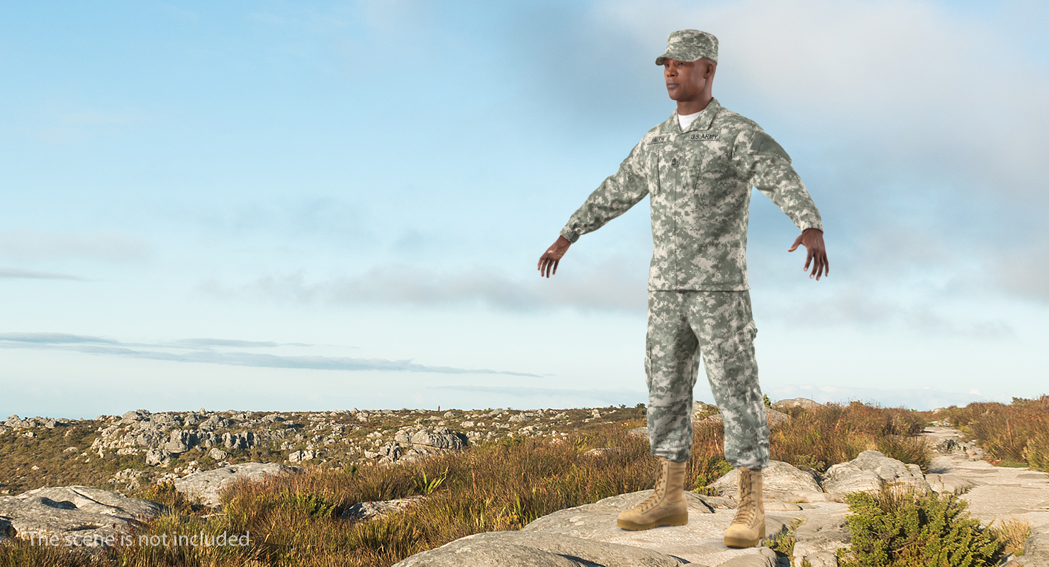 3D model Army ACU Pants with Boots