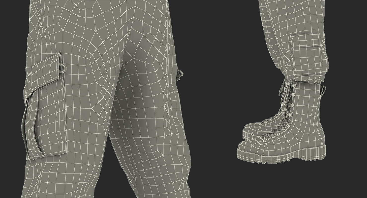 3D model Army ACU Pants with Boots