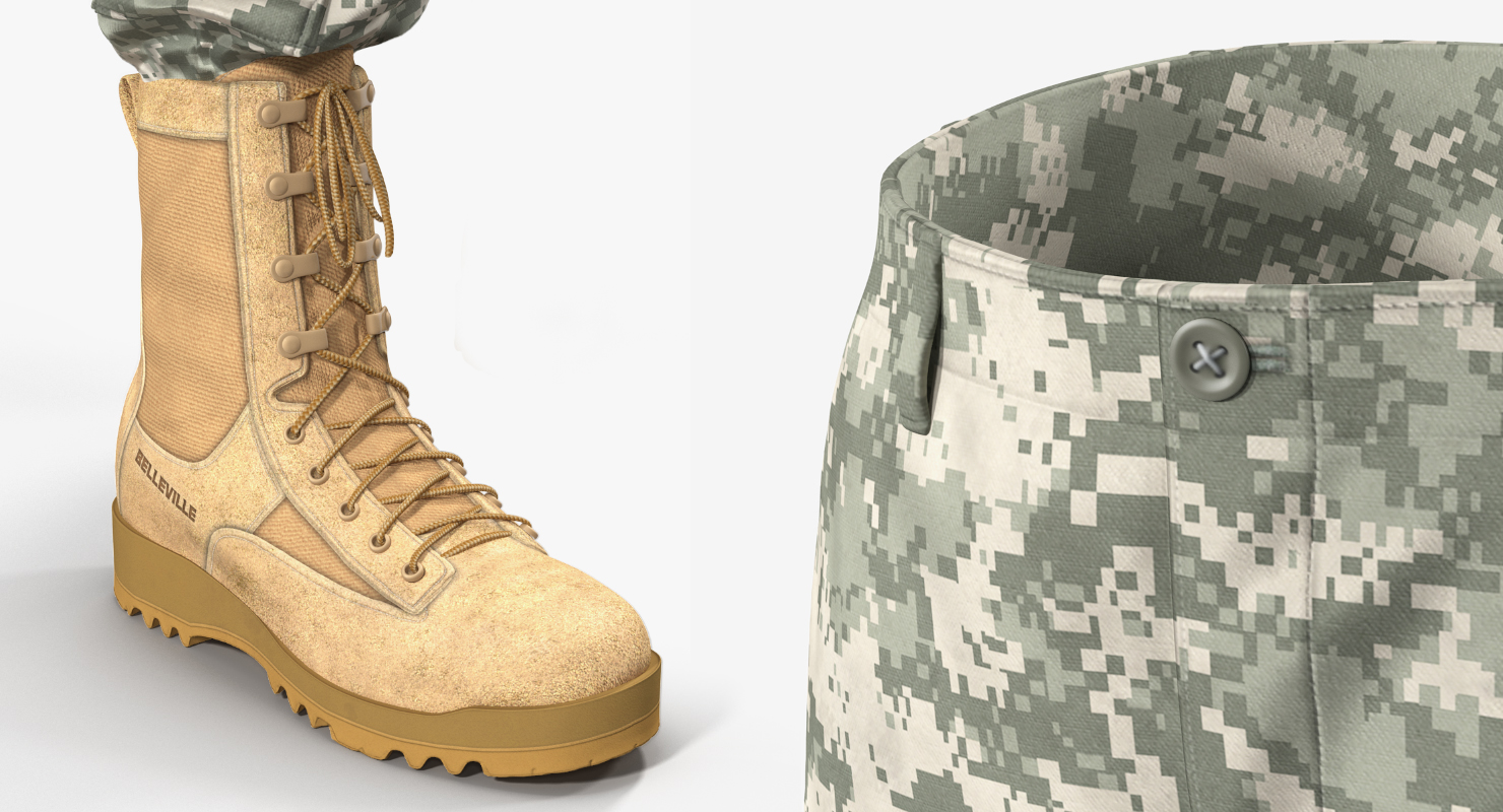 3D model Army ACU Pants with Boots