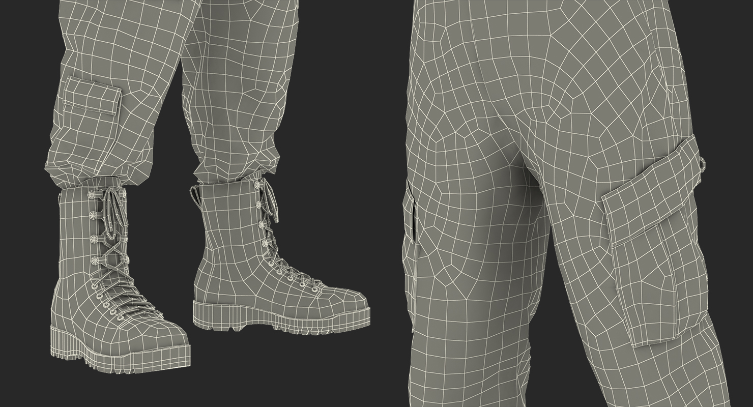 3D model Army ACU Pants with Boots