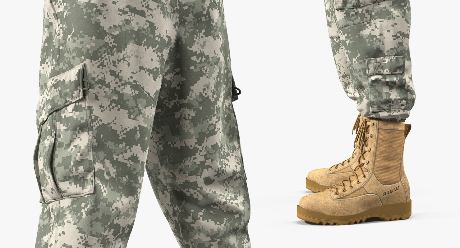 3D model Army ACU Pants with Boots
