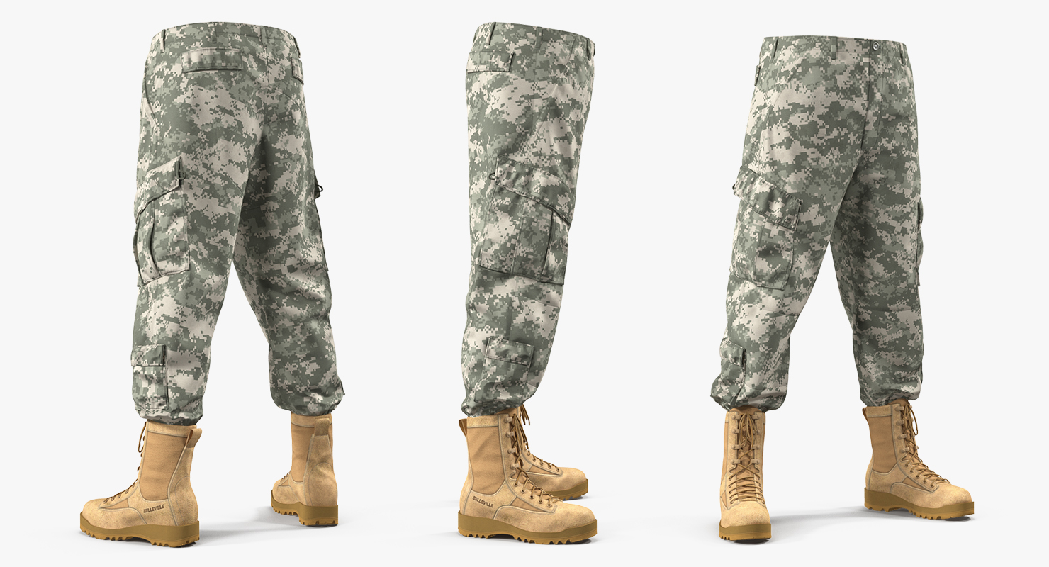 3D model Army ACU Pants with Boots