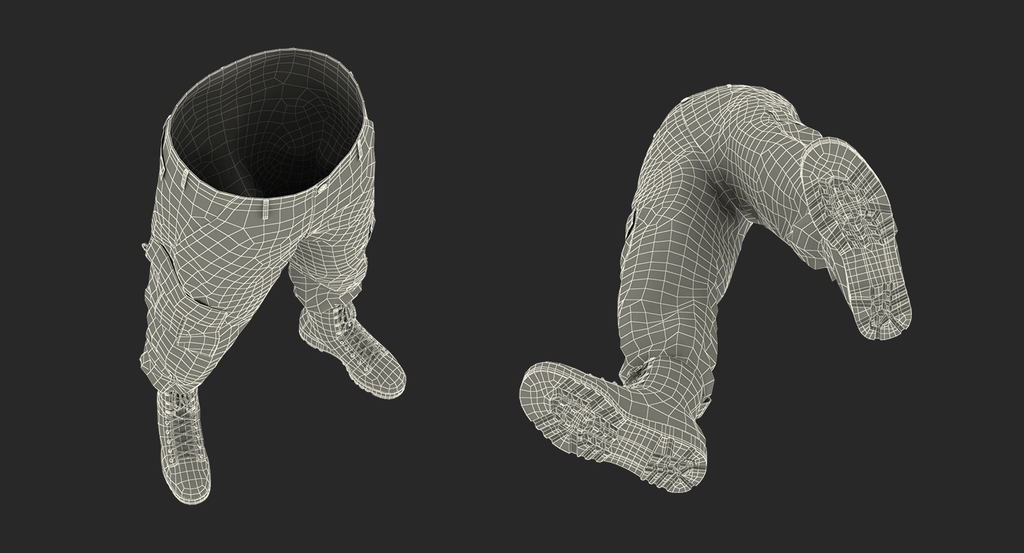 3D model Army ACU Pants with Boots