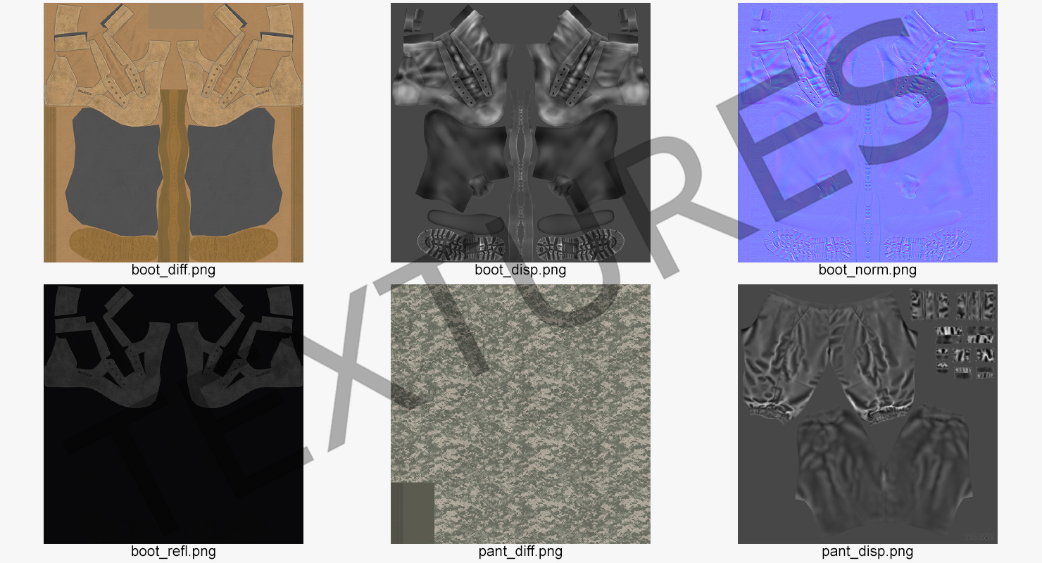 3D model Army ACU Pants with Boots