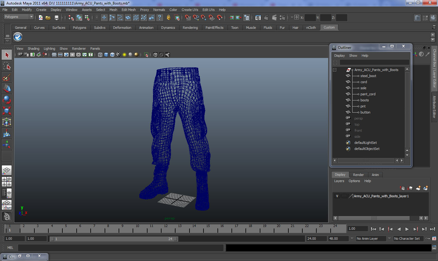 3D model Army ACU Pants with Boots