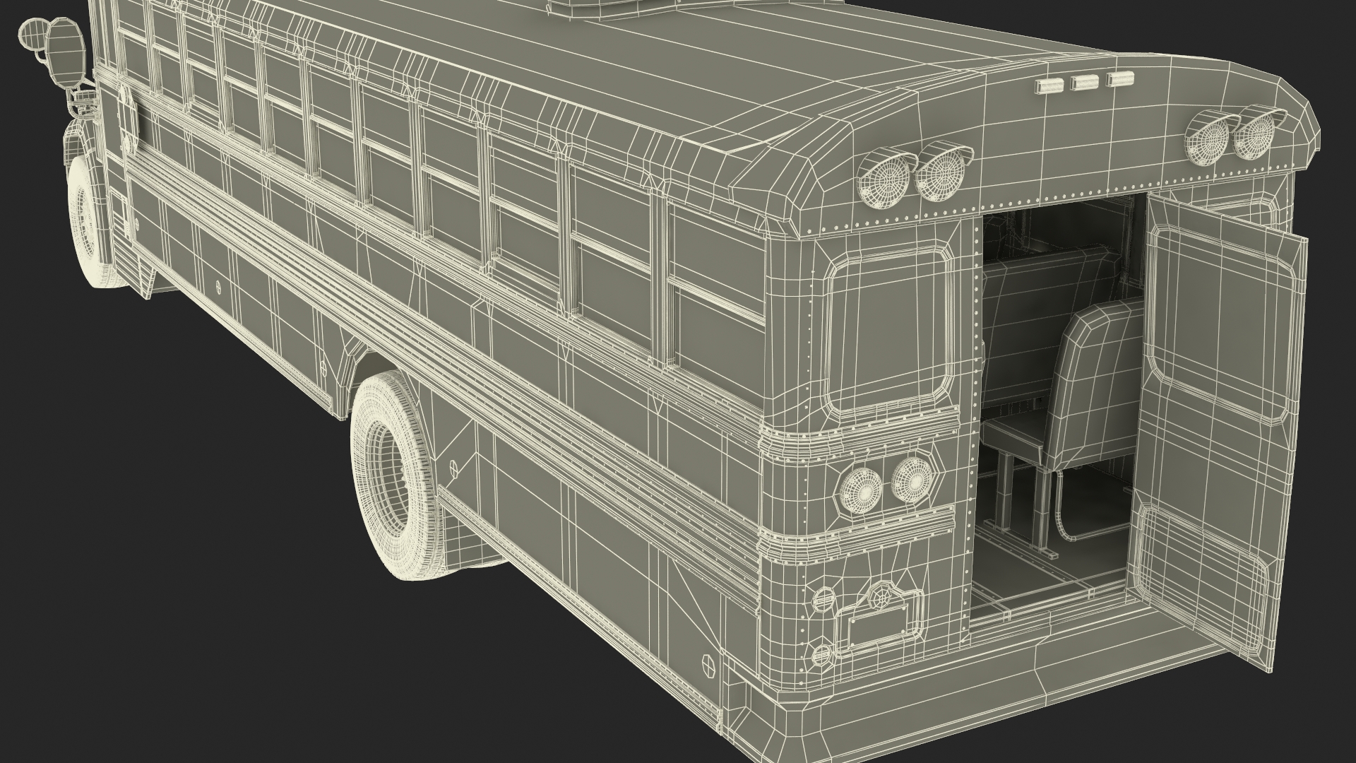 3D model American School Bus Rigged for Cinema 4D