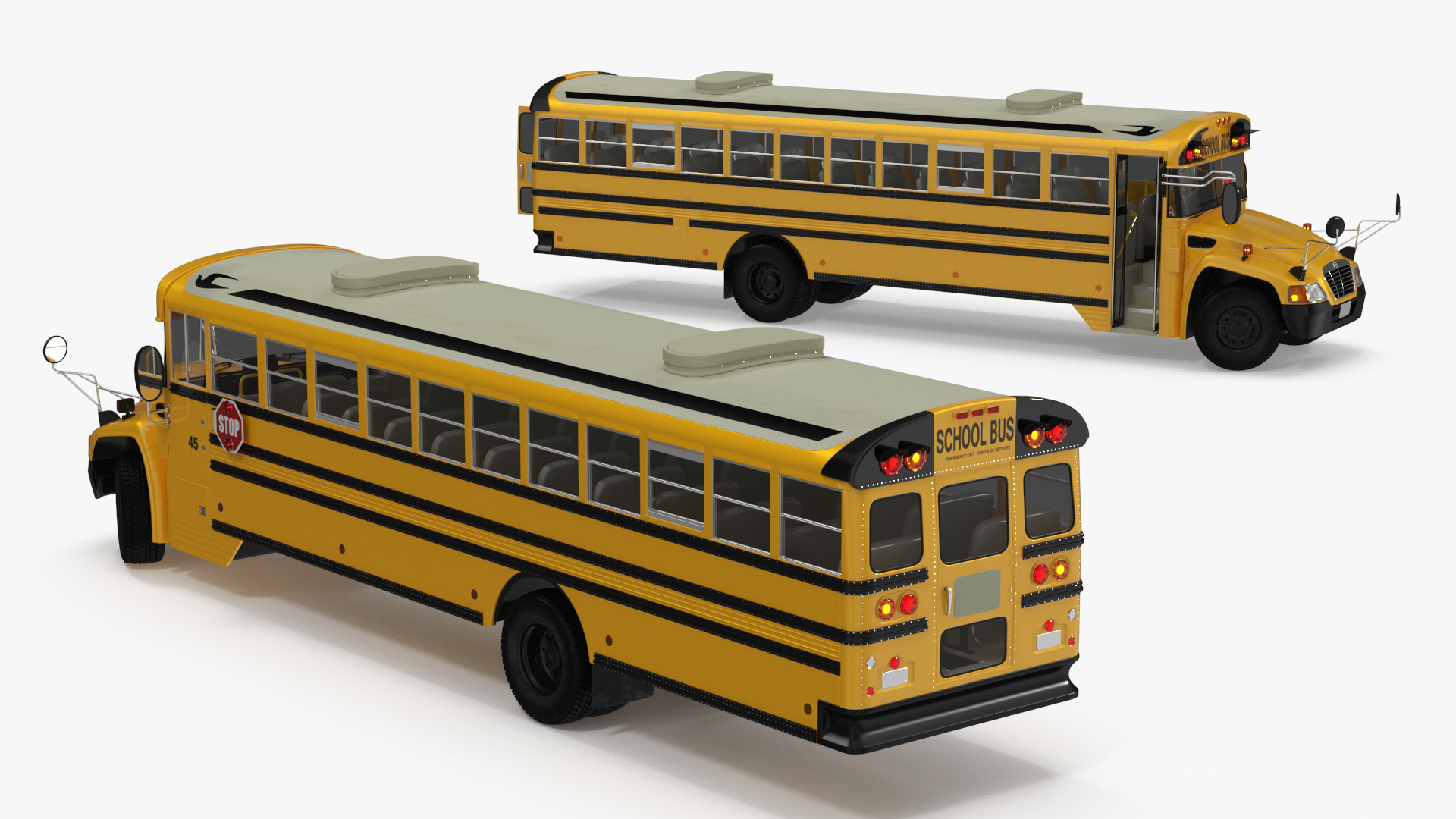 3D model American School Bus Rigged for Cinema 4D