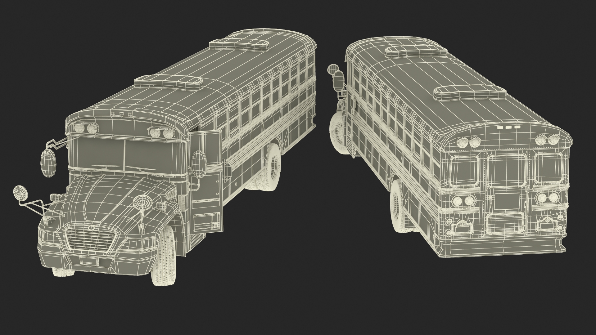 3D model American School Bus Rigged for Cinema 4D