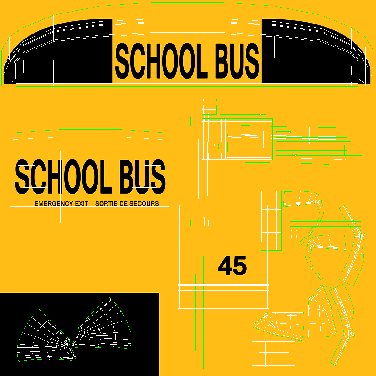 3D model American School Bus Rigged for Cinema 4D